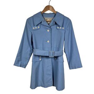 VTG Caper-Jac Baby Blue Trench Coat Size Girls 12 - Made in the USA